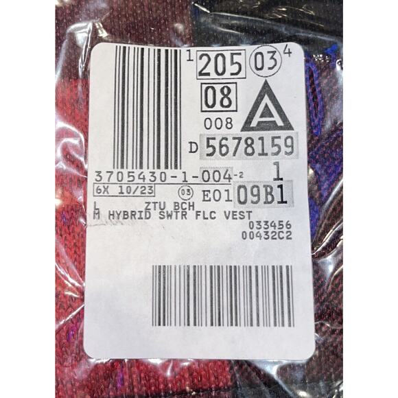 NEW Lands' End Men's Sweater Fleece Vest Red Buffalo Plaid Large 42-44 Full Zip - Picture 8 of 8